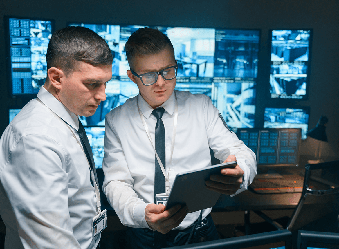 Team operations centre software developer code in background